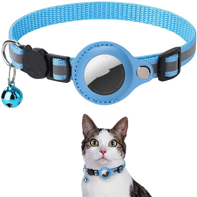 sky blue reflective airtag collar for puppies and kittens