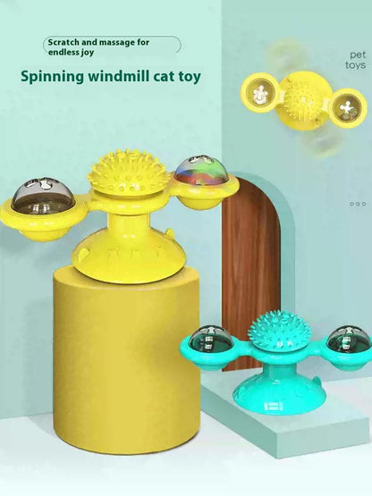 interactive cat toy set with feather teaser and windmill toy
