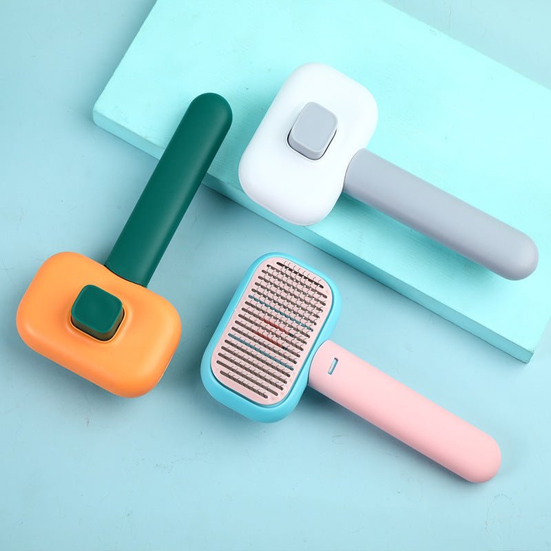 pet grooming massage brush and de-shedding comb for cats and dogs