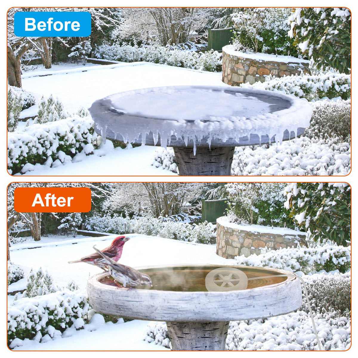 smart thermostatic bird bath heater deicer 70w for winter