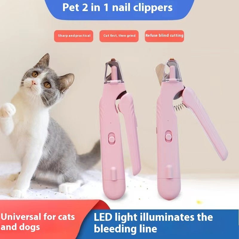 2-in-1 pet nail clipper and grinder with dual led safety light
