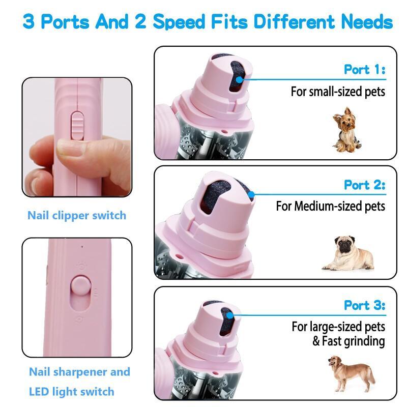 2-in-1 pet nail clipper and grinder with dual led safety light