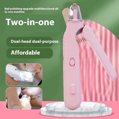 2-in-1 pet nail clipper and grinder with dual led safety light