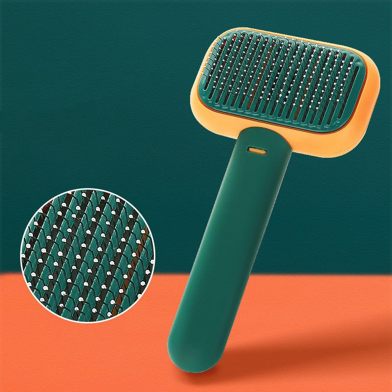 smoke grey cat grooming brush with massage pins