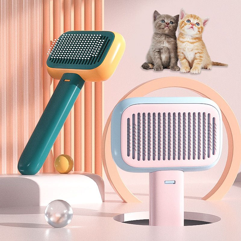 pet grooming massage brush and de-shedding comb for cats and dogs