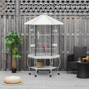 77" Hexagonal Covered Aviary Bird Cage with Rolling Stand