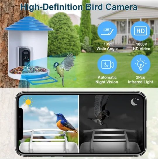 1080p hd solar powered smart bird feeder camera with wifi app control