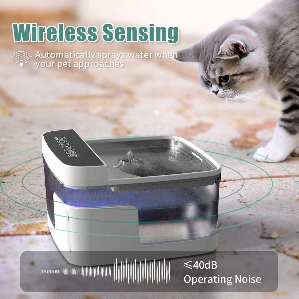 smart wireless cat water fountain with uv sterilization