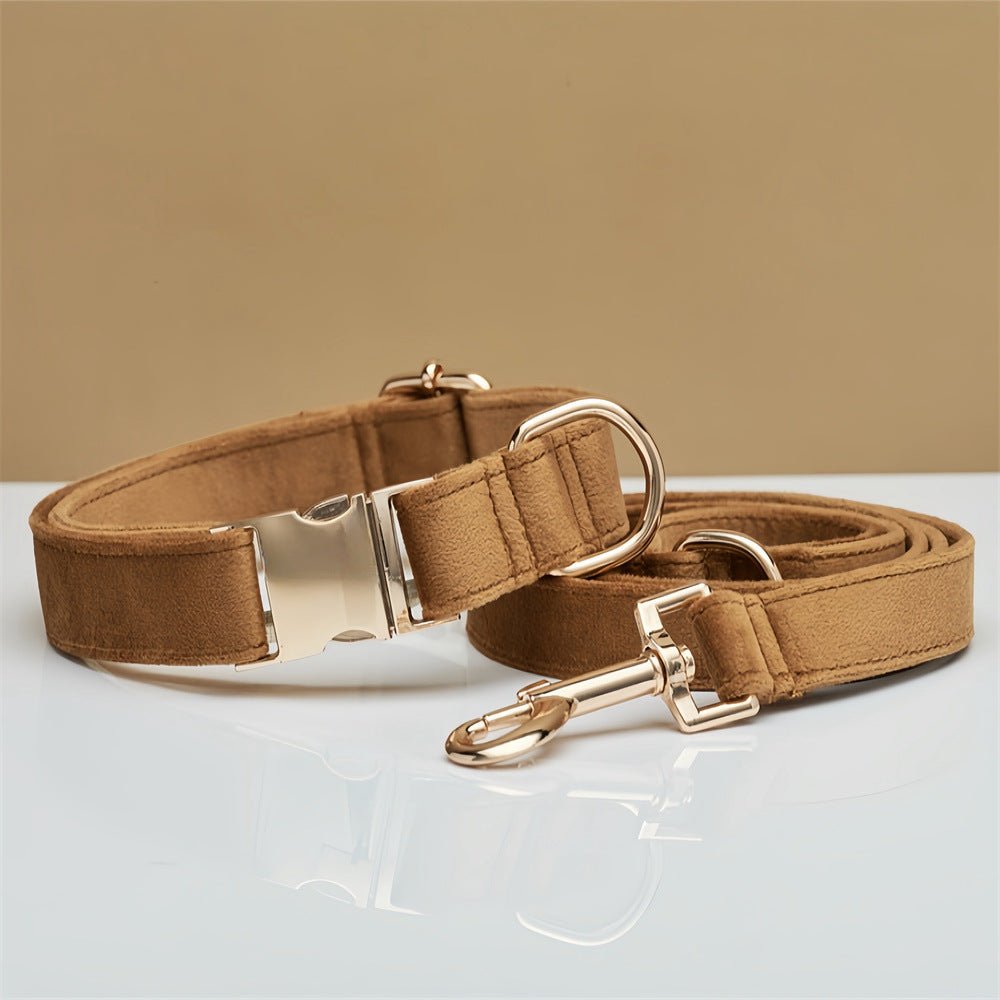 luxury velvet dog collar and leash set with bow tie