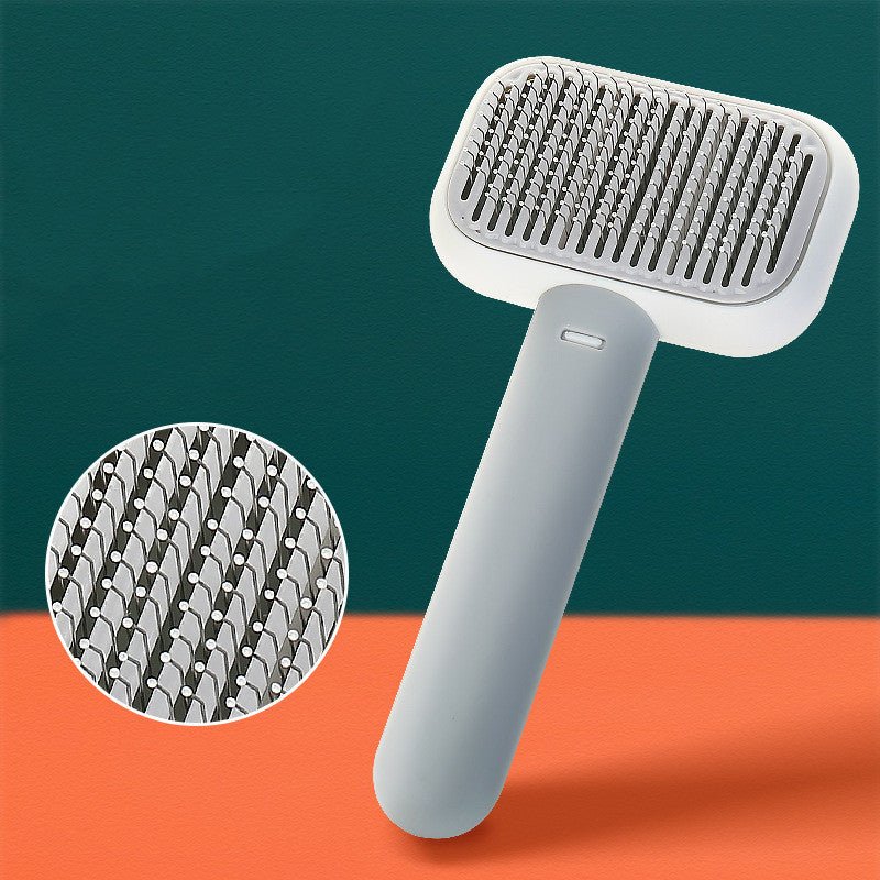 smoke grey cat grooming brush with massage pins
