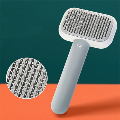 smoke grey cat grooming brush with massage pins