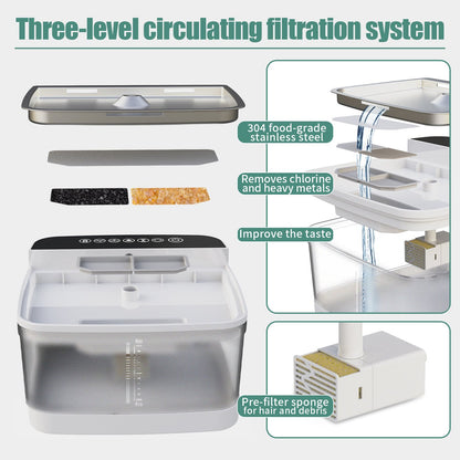 smart wireless cat water fountain with uv sterilization
