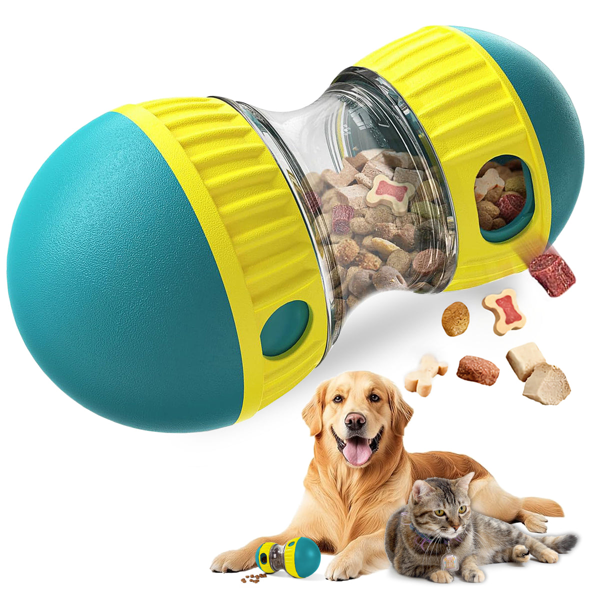 interactive dog treat dispensing puzzle ball toy for slow feeding