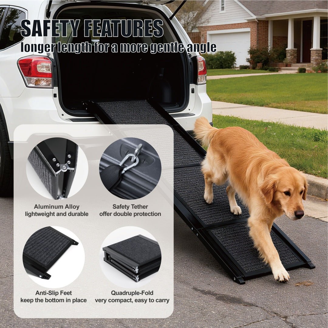 65 inch folding aluminum dog car ramp for suvs and trucks