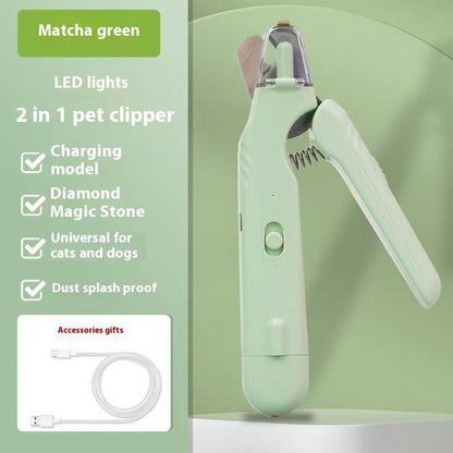2-in-1 pet nail clipper and grinder with dual led safety light