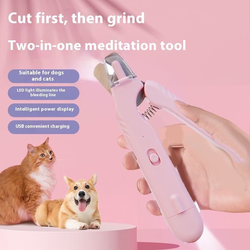 2-in-1 pet nail clipper and grinder with dual led safety light
