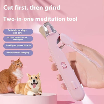 2-in-1 pet nail clipper and grinder with dual led safety light