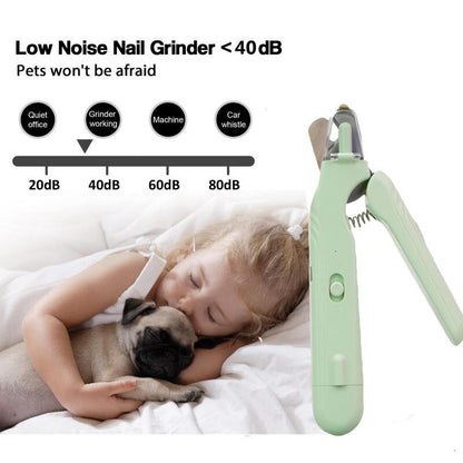 2-in-1 pet nail clipper and grinder with dual led safety light