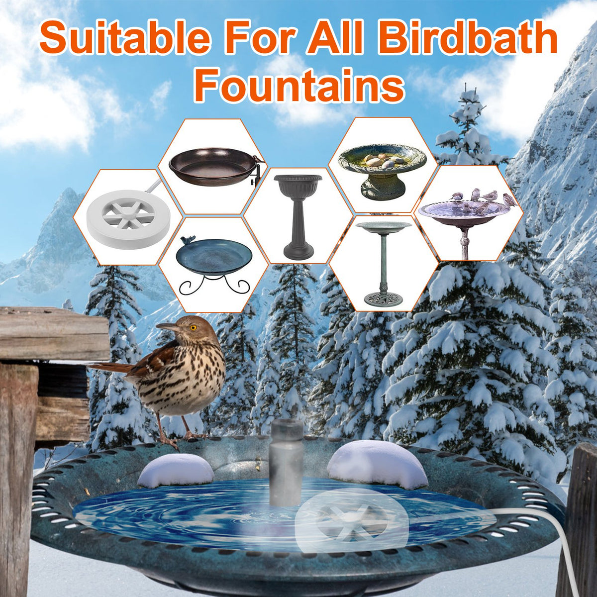 smart thermostatic bird bath heater deicer 70w for winter