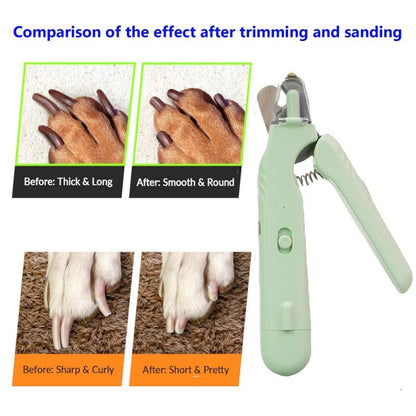 2-in-1 pet nail clipper and grinder with dual led safety light