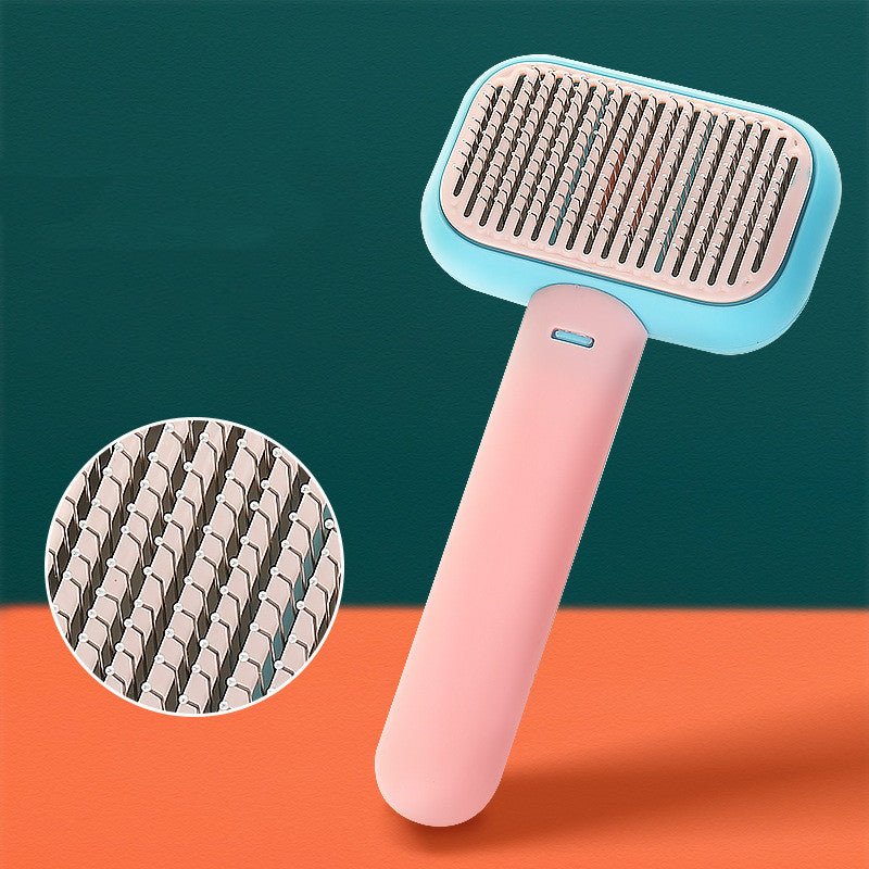 smoke grey cat grooming brush with massage pins