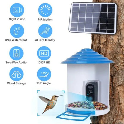 1080p hd solar powered smart bird feeder camera with wifi app control